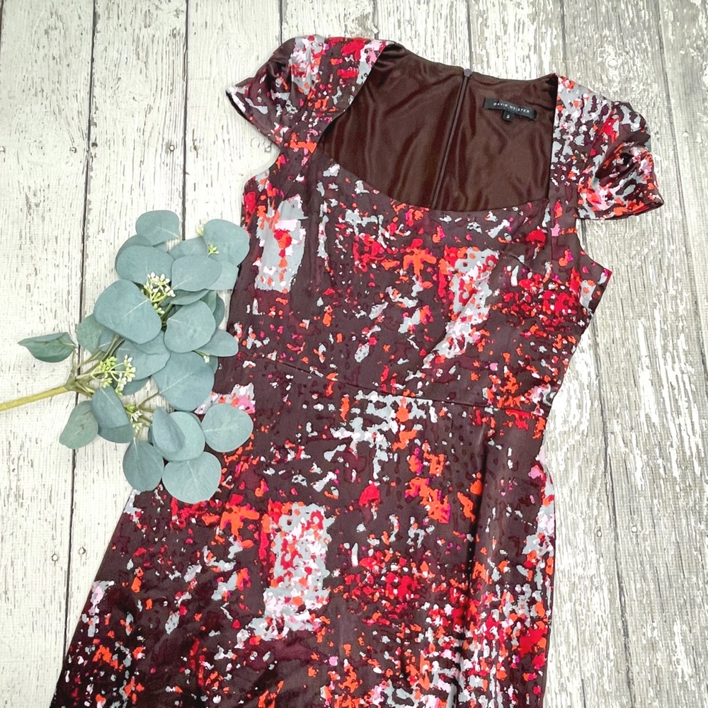 David Meister Abstract Cap Sleeve Sheath Dress